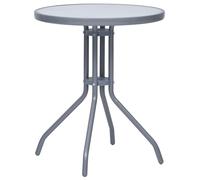 vidaXL Garden Table Light Grey Steel and Glass End Side Coffee Desk Outdoor