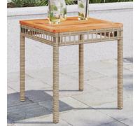 vidaXL Garden Table Mix Beige 38x38x42 cm Poly Rattan Acacia Wood