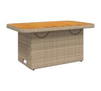 vidaXL Garden Table Outdoor Dining Table Beige Poly Rattan and Acacia Wood