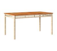 Vidaxl Garden Table Beige 140X80X75 Cm Poly Rattan Acacia Wood