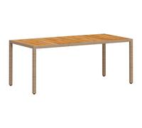 vidaXL Garden Table Outdoor Table Dining Table Beige Poly Rattan Acacia Wood