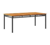 vidaXL Garden Table Outdoor Table Dining Table Black Poly Rattan Acacia Wood