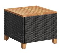 vidaXL Garden Table Outdoor Table Dining Table Black Poly Rattan Acacia Wood