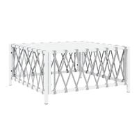 vidaXL Garden Table, Outdoor Table for Camping Picnic, Dining Table for Patio Terrace, Coffee Table, Modern Style, White Woven Fabric