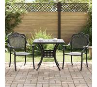vidaXL Garden Table Set 3 pcs Black Cast Aluminium