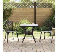 vidaXL Garden Table Set 3 pcs Black Cast Aluminium