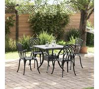 vidaXL Garden Table Set 5 pcs Black Cast Aluminium