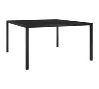 vidaXL Garden Table Steel and Glass Black Outdoor Patio Dining Table Unit