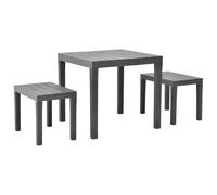 vidaXL Garden Table with 2 Benches Plastic Brown