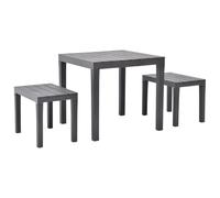 Garden Table with 2 Benches Plastic Brown