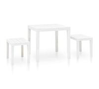 vidaXL Garden Table with 2 Benches Plastic White UK HOT