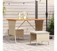 Garden Table with Acacia Wood Top Poly Rattan Patio Table vidaXL
