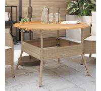 vidaXL Garden Table with Acacia Wood Top Beige Ø110x71 cm Poly Rattan