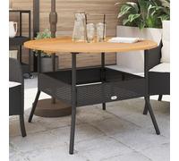 vidaXL Garden Table with Acacia Wood Top Black Ø110x71 cm Poly Rattan