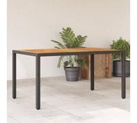 vidaXL Garden Table with Acacia Wood Top Patio Outdoor Table Black Poly Rattan