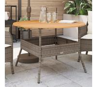 vidaXL Garden Table with Acacia Wood Top Grey Ø110x71 cm Poly Rattan