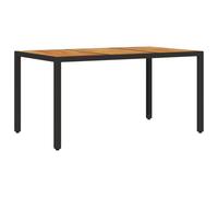 vidaXL Garden Table with Acacia Wood Top Patio Outdoor Table Black Poly Rattan