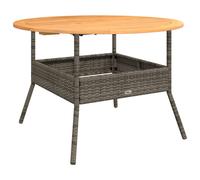 vidaXL Garden Table with Acacia Wood Top Patio Outdoor Table Grey Poly Rattan