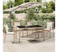 Garden Table with Wooden Top Coffee Table Outdoor End Table Poly Rattan vidaXL