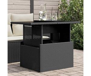 Vidaxl Garden Table With Glass Top Black 100X55X73 Cm Poly Rattan