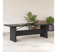 Garden Table with Wooden Top Coffee Table Outdoor End Table Poly Rattan vidaXL