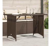 vidaXL Garden Table with Glass Top Brown 110x68x70 cm Poly Rattan