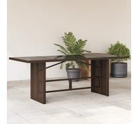 vidaXL Garden Table with Glass Top Brown 190x80x74 cm Poly Rattan