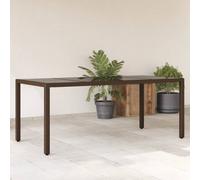 Garden Table with Wooden Top Coffee Table Outdoor End Table Poly Rattan vidaXL