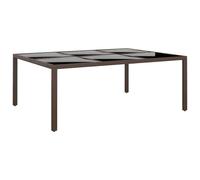 vidaXL Garden Table with Glass Top Brown 200x150x75 cm Rattan, Brown