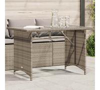 vidaXL Garden Table with Glass Top Grey 110x68x70 cm Poly Rattan