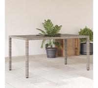 vidaXL Garden Table with Glass Top Grey 150x90x75 cm Poly Rattan