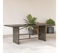 (grey, glass) vidaXL Garden Table with Glass Top Patio Outdoor Dining Table Poly Rattan