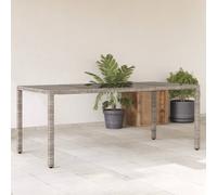 vidaXL Garden Table with Glass Top Grey 190x90x75 cm Poly Rattan