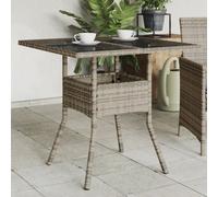 (grey, glass) vidaXL Garden Table with Top Outdoor Table Balcony Dining Table Poly Rattan