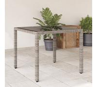 Garden Table with Wooden Top Coffee Table Outdoor End Table Poly Rattan vidaXL