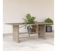 Garden Table with Glass Top Patio Outdoor Dining Table Poly Rattan vidaXL