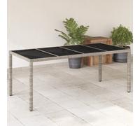 vidaXL Garden Table with Glass Top Light Grey 190x90x75 cm Poly Rattan