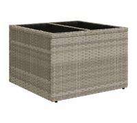 vidaXL Garden Table with Glass Top Outdoor Dining Table Light Grey Poly Rattan