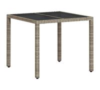 vidaXL Garden Table with Glass Top Outdoor Dining Table Light Grey Poly Rattan