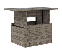 vidaXL Garden Table with Glass Top Outdoor Table Dining Table Grey Poly Rattan
