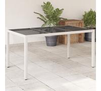 vidaXL Garden Table with Glass Top White 150x90x75 cm Poly Rattan