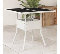 vidaXL Garden Table with Glass Top White 80x80x75 cm Poly Rattan