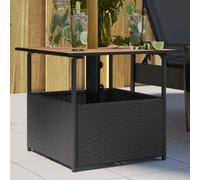 (black) vidaXL Garden Table with Parasol Hole Outdoor Table Side Table Poly Rattan