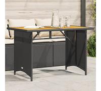 Garden Table Black PE Rattan with Acacia Wood Top 110x68x70 cm Powdercoat Steel