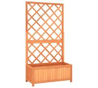 vidaXL Garden Planter with Trellis, Solid Firwood, Brown, 70x30x135 cm, Outdoor Patio and Backyard Decor, Wooden Flower Box, Raised Bed, Lawn and Garden Planter, Wooden Pot Holder