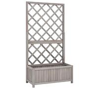 vidaXL Solid Firwood Garden Trellis Planter Grey Outdoor Flower Box Raised Bed