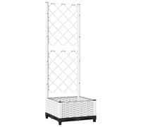 vidaXL Garden Trellis Planter - White Polypropylene, 40x40x121.5 cm, Suitable for Climbing Plants, Outdoor Patio & Terrace