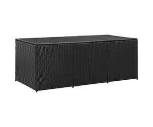 vidaXL Garden Utility Storage Box Bench Container Chest Shed Poly Rattan Black