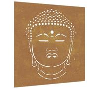 vidaXL Garden Wall Decoration- Corten Steel, y Buddha Head Design, Durable, Weather-, Unique Outdoor Décor, Easy Install, 55x55 cm