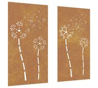 vidaXL Garden Wall Decorations 2 pcs, Metal Wall Art with Flower Design, Wall Decor for Outdoor Garden Patio Balcony Yard Patio Lawn, Corten Steel